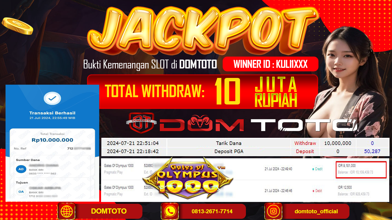 JACKPOT SLOT OLYMPUS 1000 21 JULI 2024
